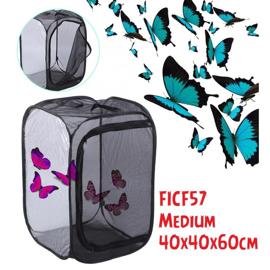 Foldable Breeding Insect Cage Terrarium Vivarium Kandang Chameleon Vield Panther Bunglon Kupu Lalat 