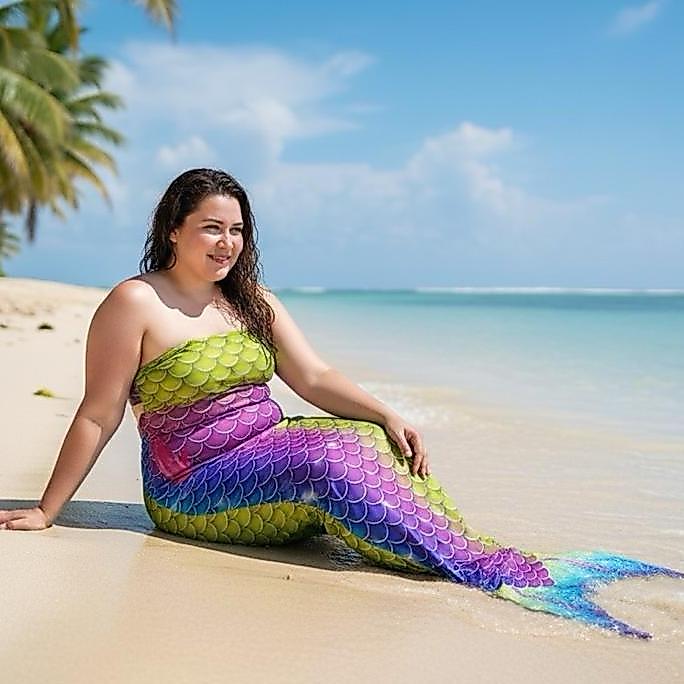 (TANPA KAOS KAKI) Kostum Mermaid Dewasa.super jumbo ORIGINAL Motif renbauw yang Best Seller Fashion 