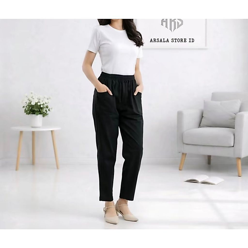 Haruka Celana Wanita Panjang Standar Jumbo Loose Pants  Knit Premium