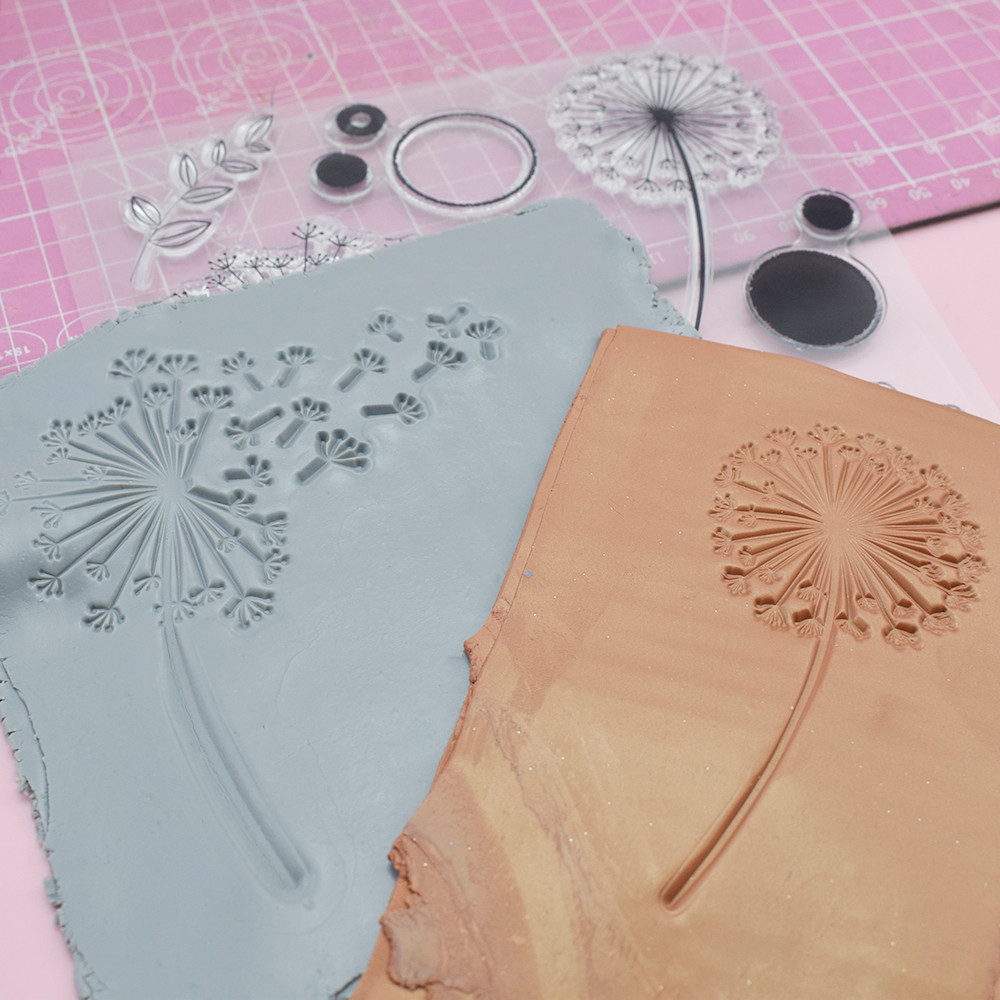

Clay Stamp Texture Emboss Sheet Ceramic Pottery Polymer Clay Dandelion Pattern Impression Template Designer DIY Art Hobby Supply