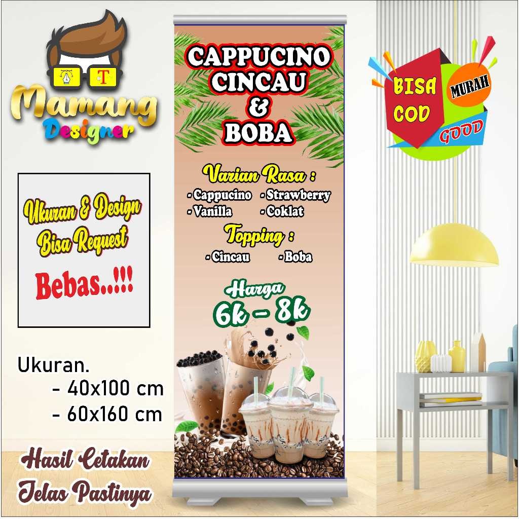backdrop Cetak Banner Spanduk Minuman Cappucino Cincau Dan Boba bb