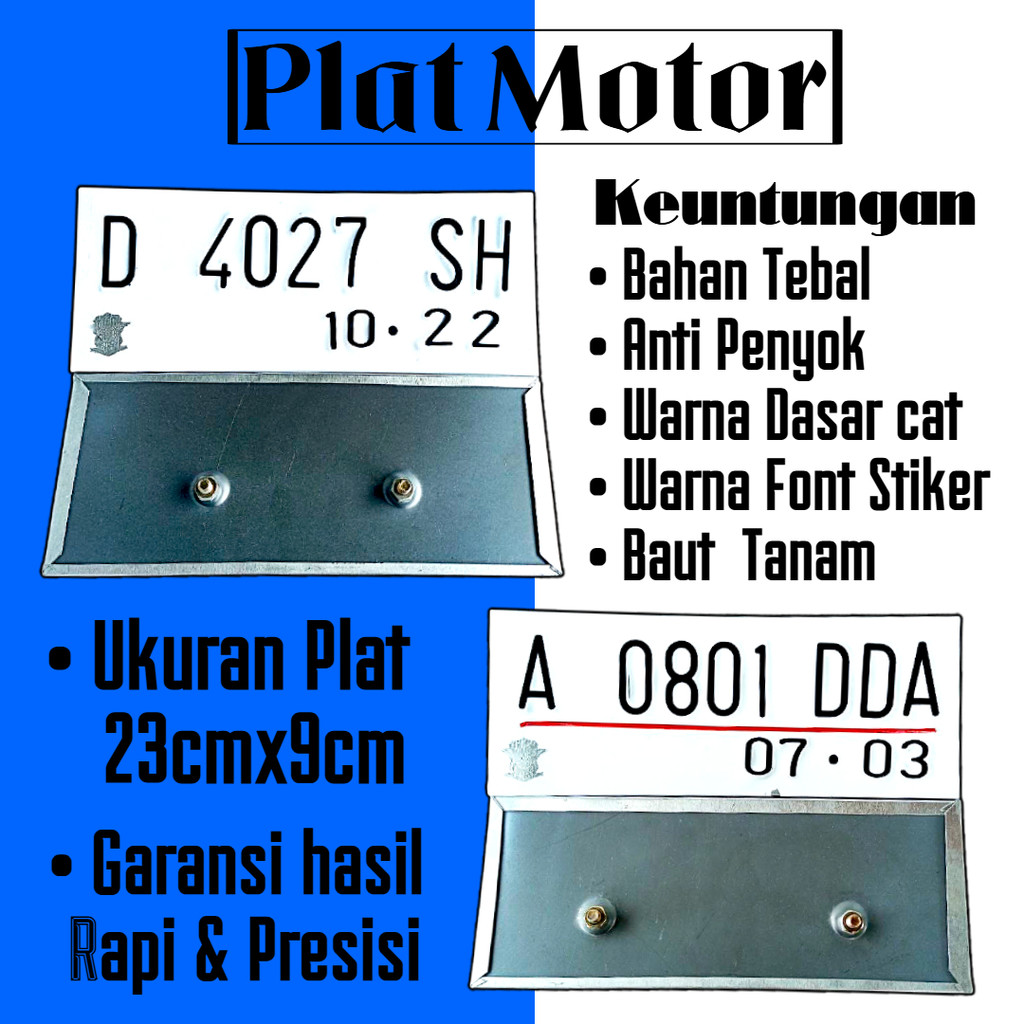 Custom Plat Putih Baut Tanam