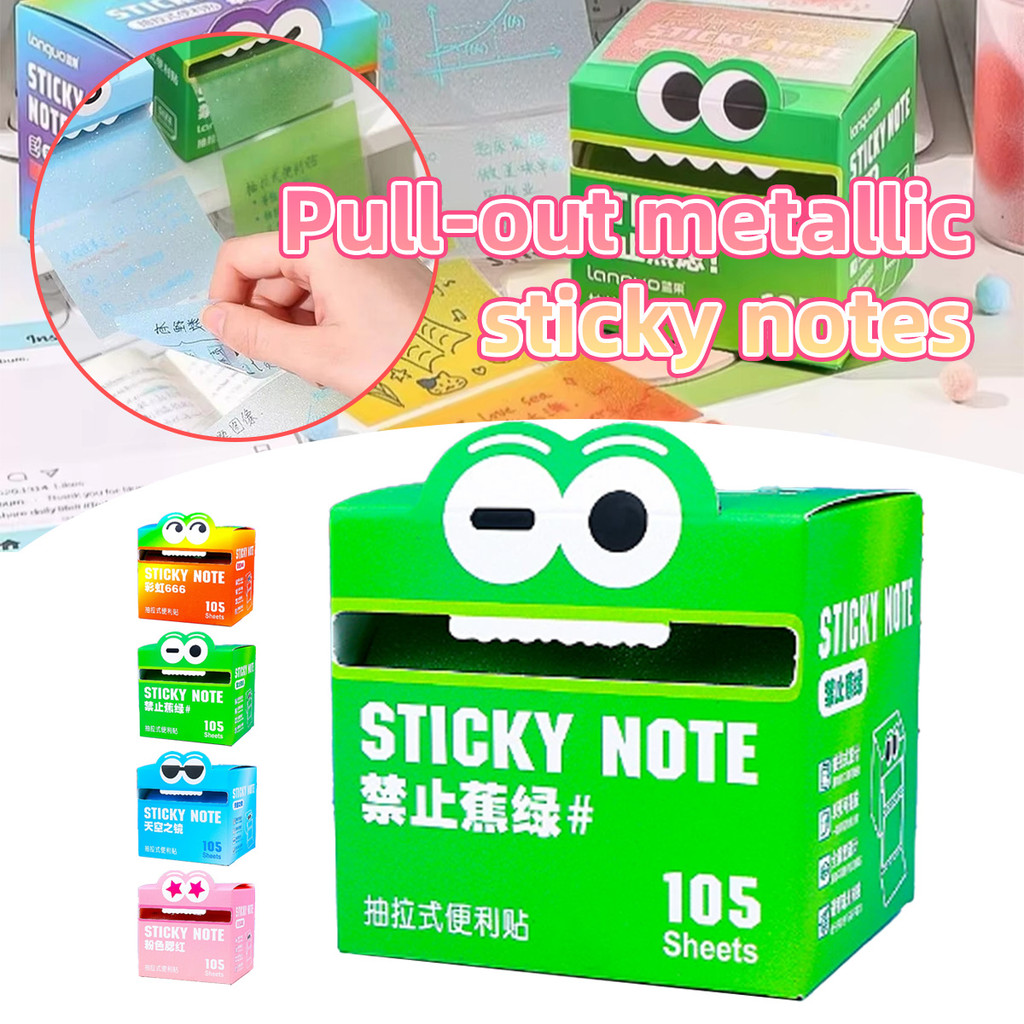 

【108pcs/box】 sticky notes aesthetic Bahan PET pearlescent untuk menambah kenikmatan visual Label catatan perekat sobek