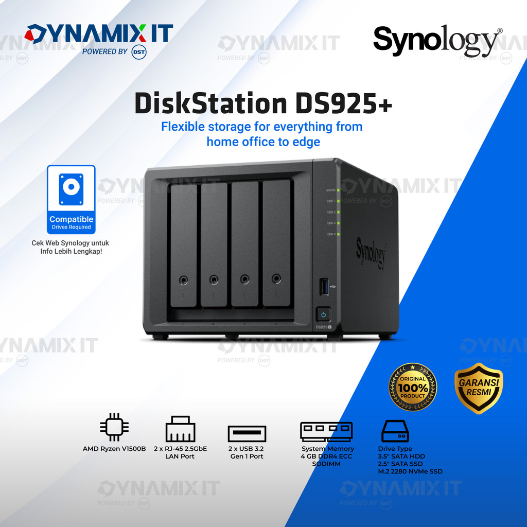 Synology NAS DiskStation DS925+ 4-Bay NAS Server Storage