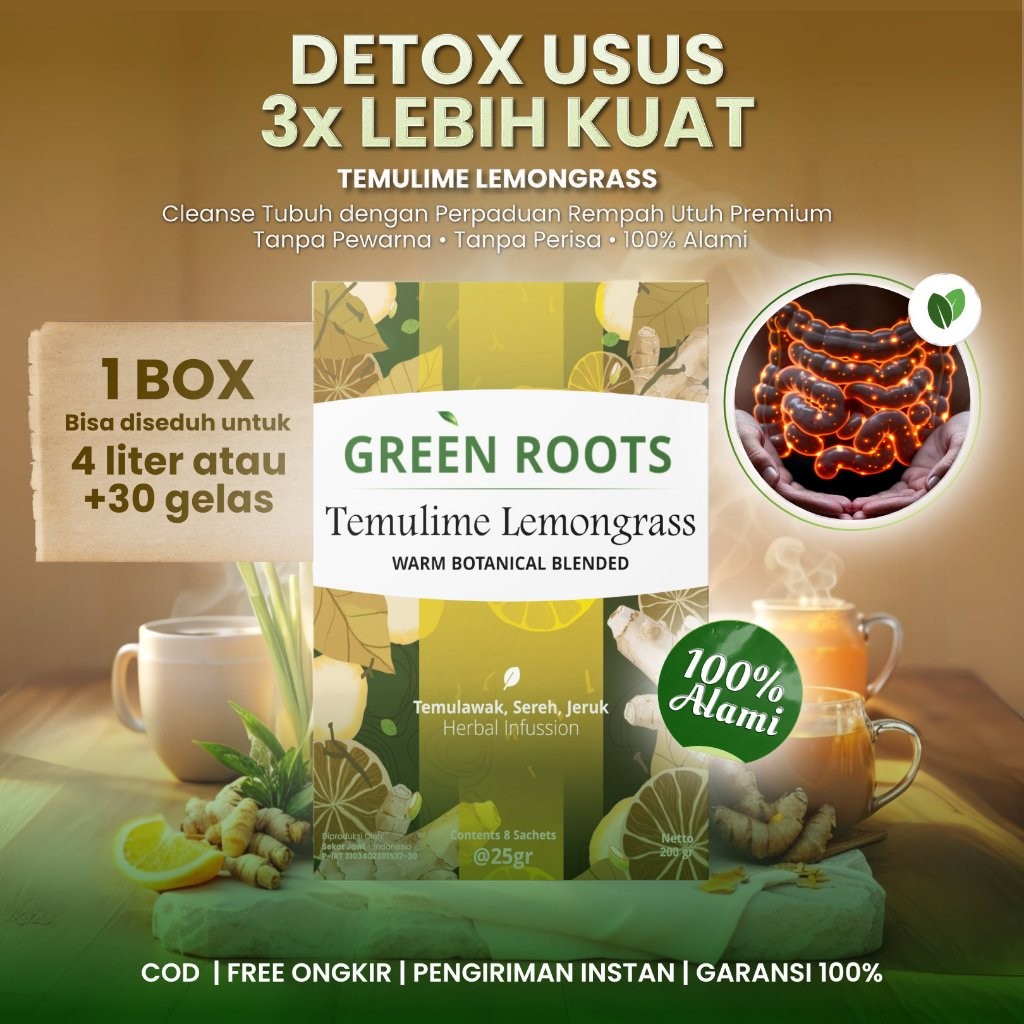 

Greenroots Temulime Lemongrass 200g Teh Herbal Temulawak Lemon Sereh Minuman Detox Bau Mulut Premium