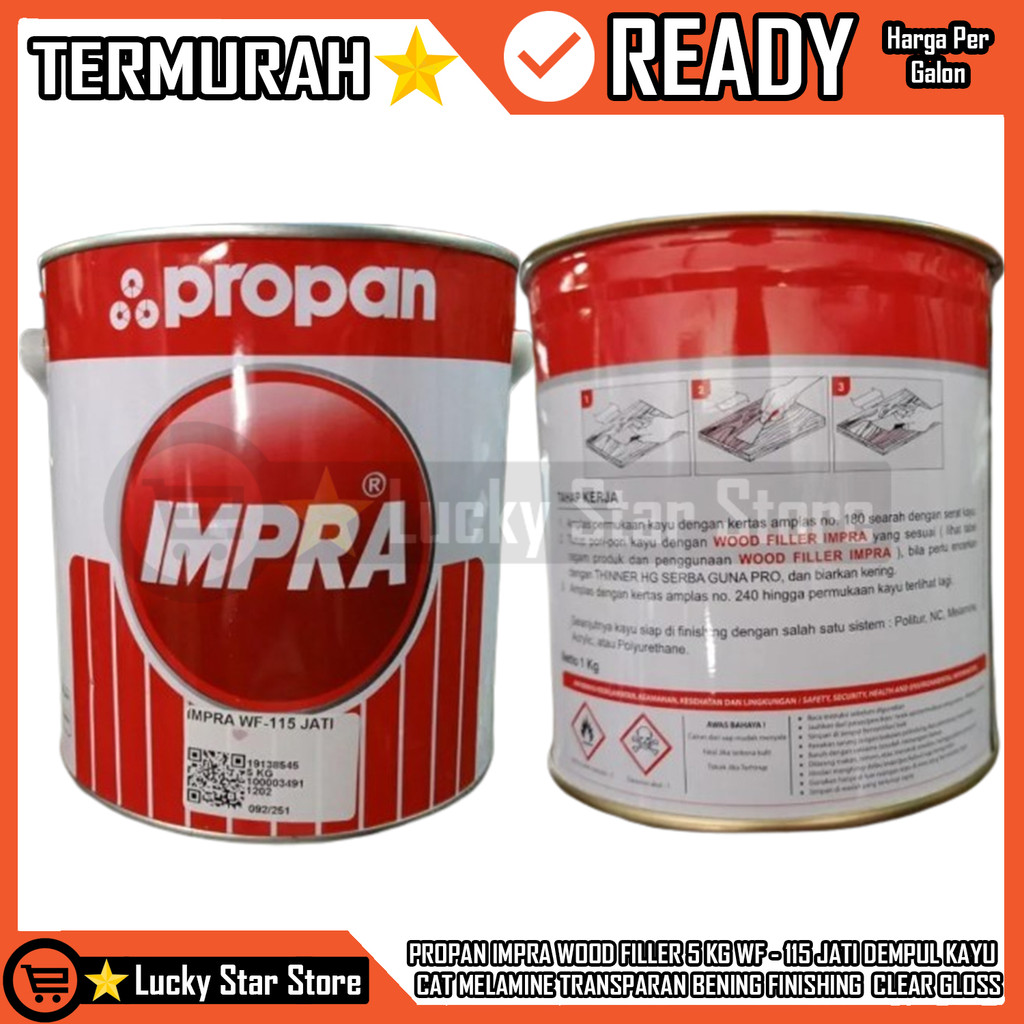 

Propan Impra Wood Filler 5 Kg Wf - 115 Jati Dempul Kayu Cat Melamine Transparan Bening Finishing Clear Gloss Varnish Vernish Pendempul Politur Sealer Sending ImpraWood Filer Plamir Plamur Tambal Stain
