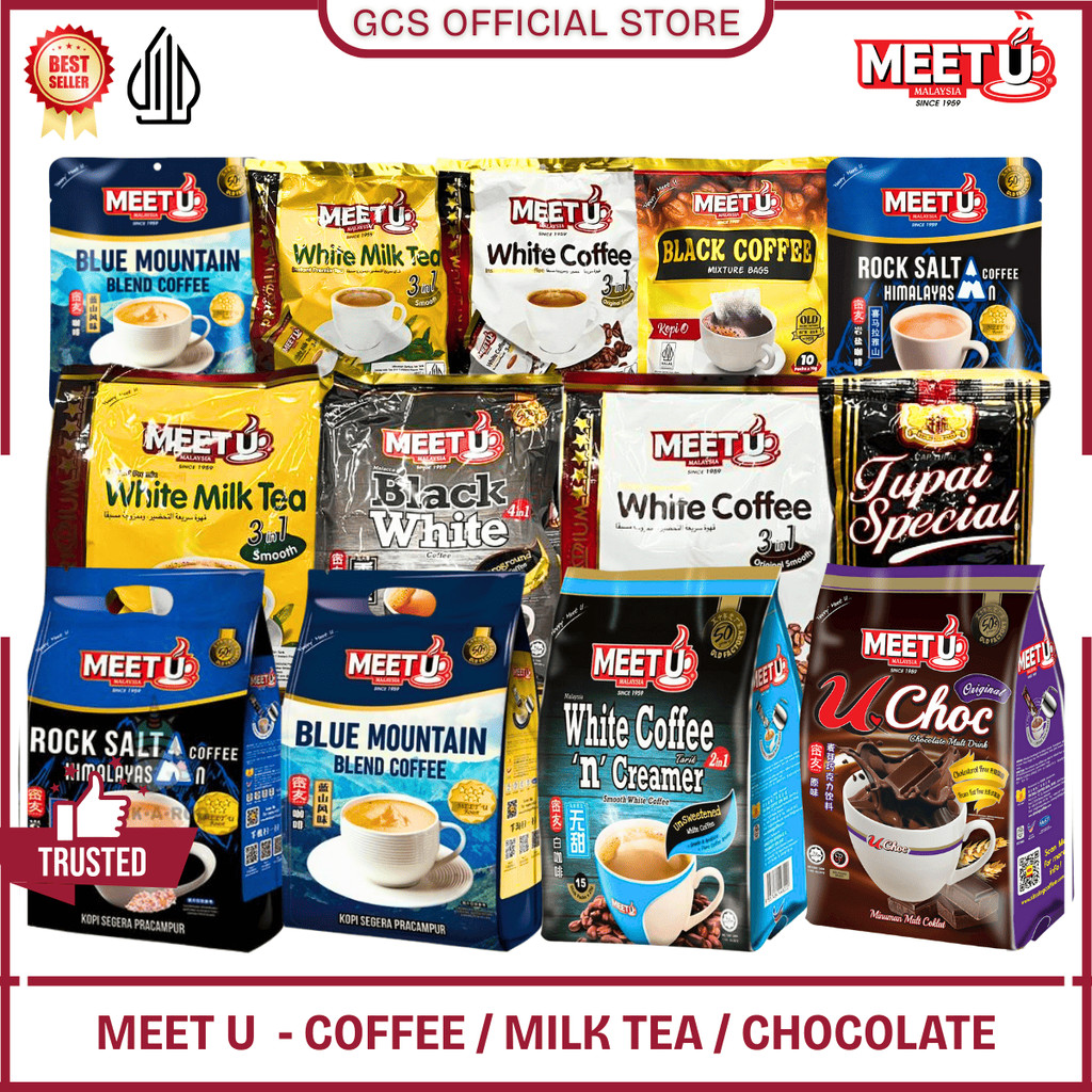 

MEET U Coffee Kopi Instant Malaysia / Coffeemix 3In1 / White Coffee 2In1 / Milk Tea / Minuman Cokelat Original Malaysia