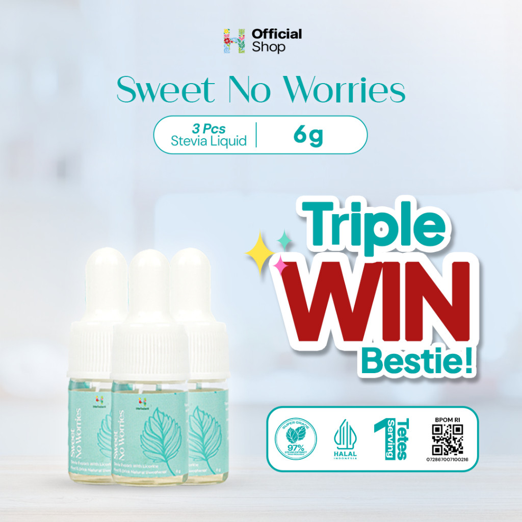 

PAKET HEMAT - 3 Herbalant Stevia BPOM 6 gr | Stevia Cair | Stevia Tetes | Gula diet | Gula stevia