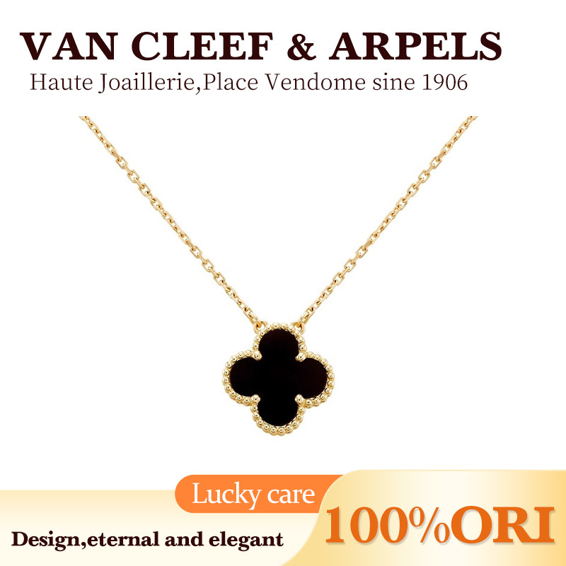 [100% Original]perhiasan "Kalung Emas Bermutiara Van Cleef & Arpels Alhambra - Daun Empat Elegan"