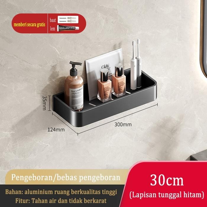 

Hitam Aksesoris Rak Kamar Mandi Organizer Shower Caddy Rak Handuk Rak Sudut Rak Dinding Tempel - 30cm