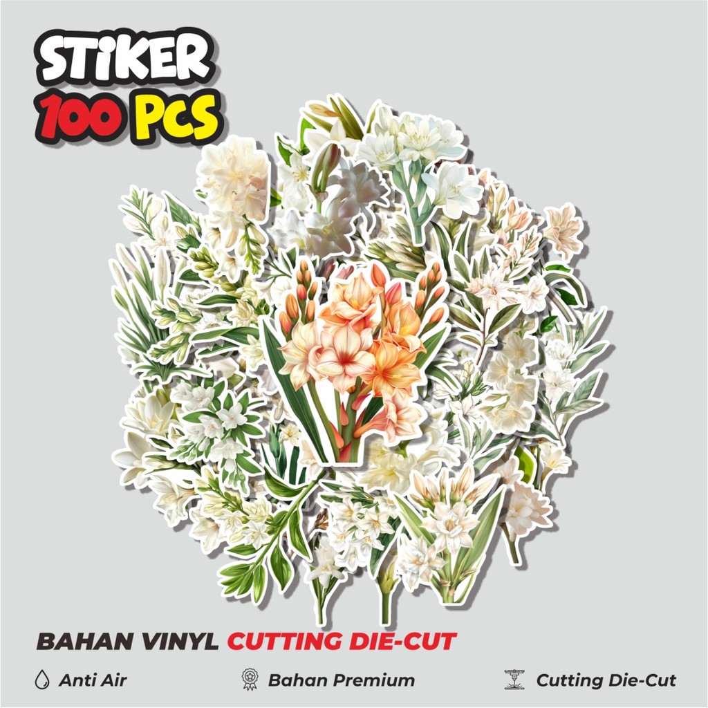 

Terbaru! 50 pcs Stiker Tuberose Flower [Bunga Sedap Malam] Dekorasi Lucu Kreatif untuk Notebook, Skateboard, HP