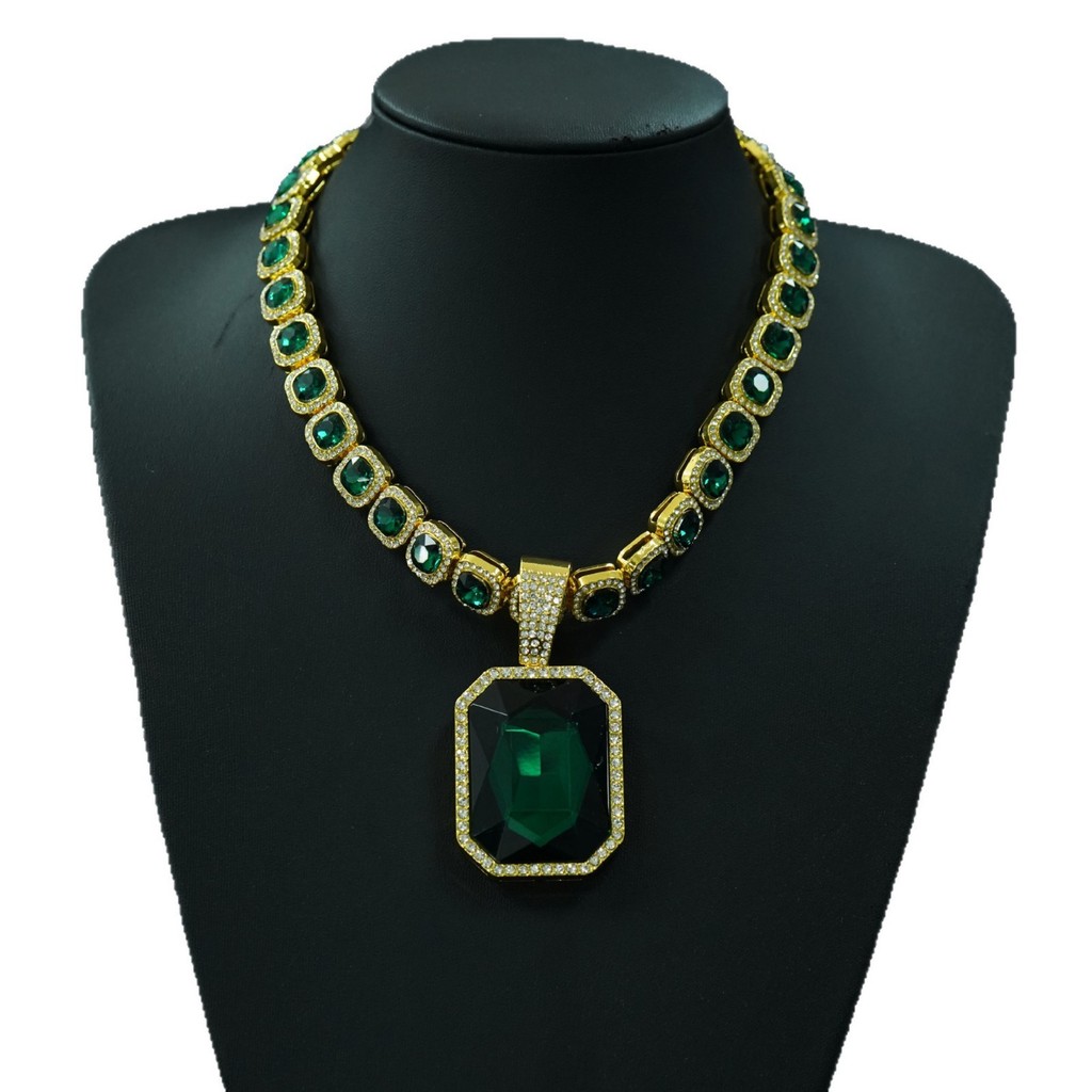 Liontin besar paduan batu permata berwarna Renqing dengan batu permata berwarna Kalung keren Kuba hi