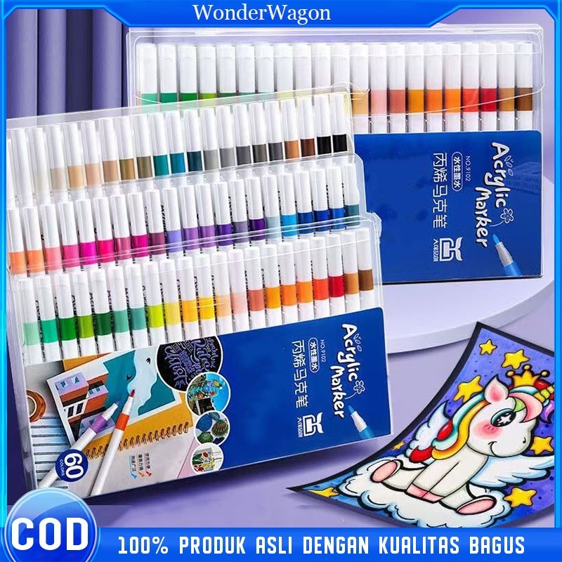 

New COD 60/80 Colors Pen Akrilik Marker Warna Cepat Kering Tahan Air Spidol Acrylic Painter Menggambar Kreativitas Seni Edukasi Anak Set Spidol Akrilik Akrilik DIY Painting Spidol Pastel Pulpen Highlight Drawing Warna spidol warna warni 1 setPremium