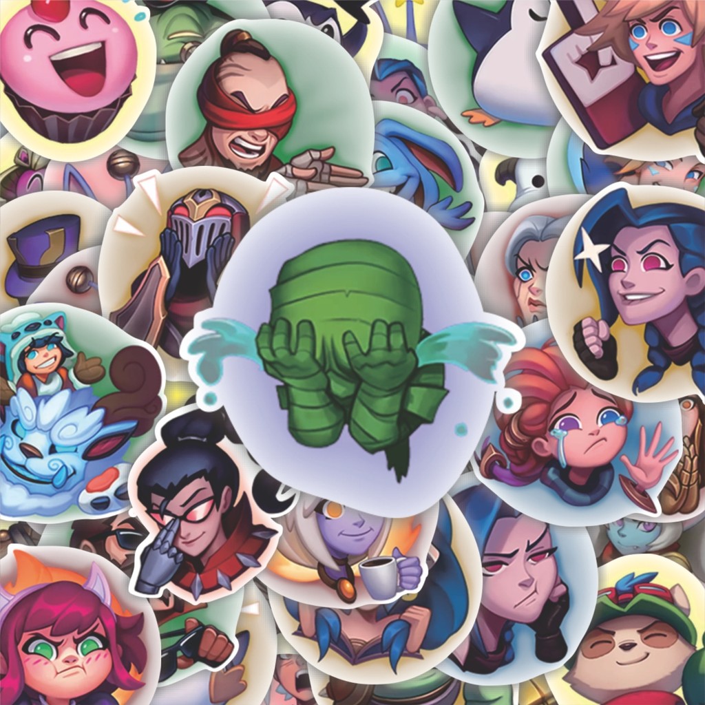 

100PCS Lucu Stiker LOL Game Emoticon Stiker Aesthetic Stiker Anti Air Stikers Berperekat Waterproof sticker decal buat Motor Helm Buku Journal Koper Casing HP Laptop Botol Minum Hadiah anak