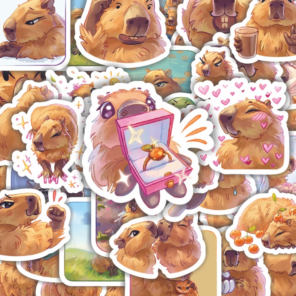 

100PCS Lucu Stiker Kartun Carbonara The Capybara Stiker Aesthetic Stiker Anti Air Stikers Berperekat Waterproof sticker decal buat Motor Helm Buku Journal Koper Casing HP Laptop Botol Minum Hadiah anak