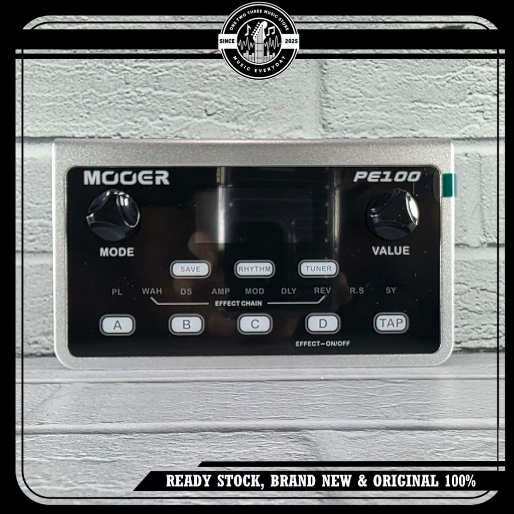 Efek Gitar MOOER PE100 Multi Effects Processors Pedal Guitar PE-100 39 Effects Drum Metronome Tap Te