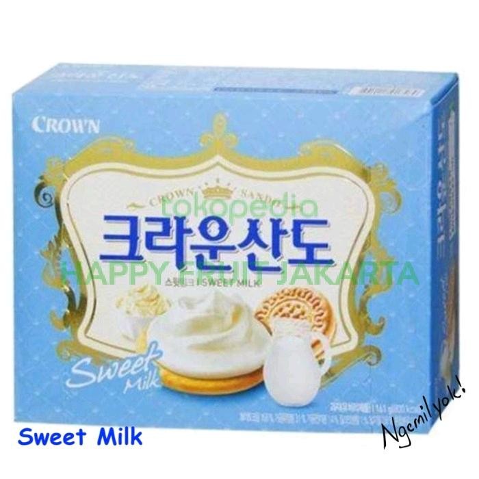

Crown sando biskuit milk korea | biskuit lapis krim keju | 161 grm