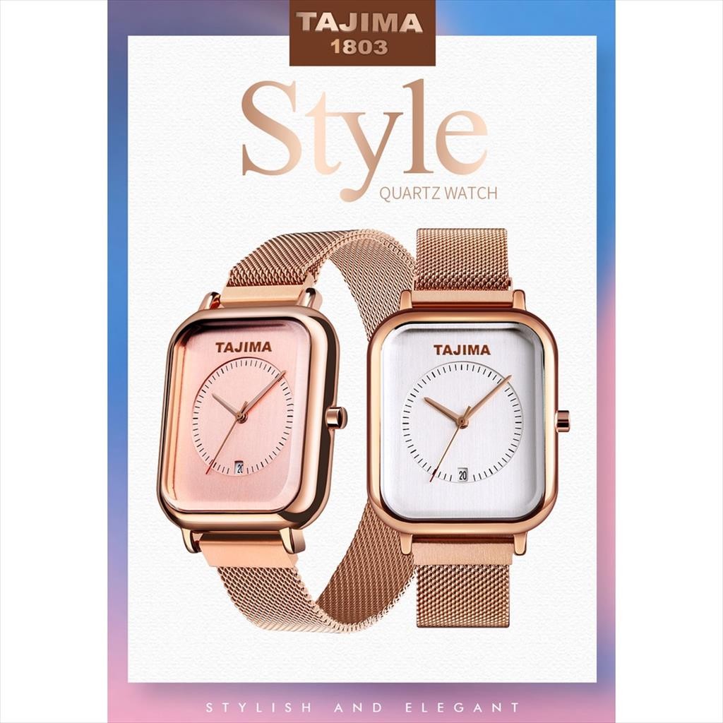 Jam Tangan Wanita Tajima 1803 Analog Date Stainless Steel Original Tajima Garansi 1 tahun