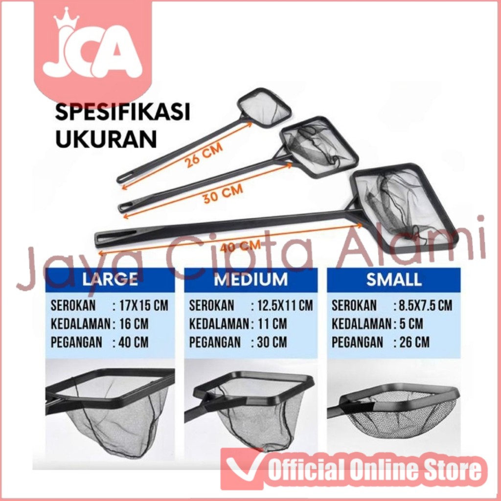 Serokan Ikan Hias Import Anti Karat Fish Net Stick Tahan Lama Gagang Plastik Kuat Jaring Lembut Uk S