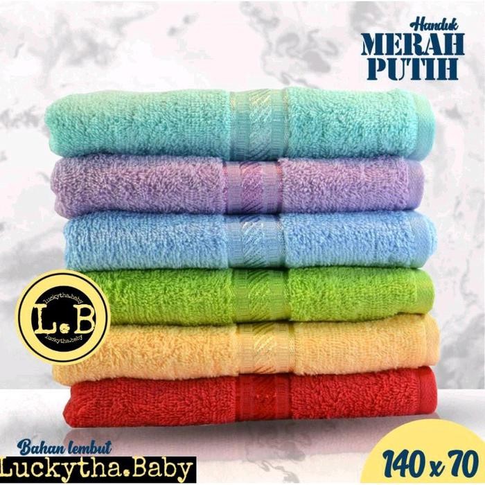 Handuk dewasa jumbo merah putih by terry palmer / handuk dewasa / handuk polos / handuk mandi /hnduk