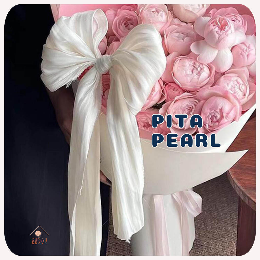 

RUMAH KRAVE - Pita Pearl Kain Ribbon 1.2 meter lebar 20cm