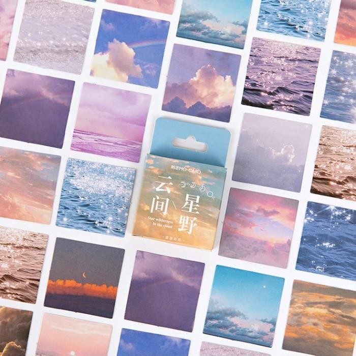 

46 Lembar Sticker Pack Pemandangan Scenery Sky Clouds Sticker Deco - Warna
