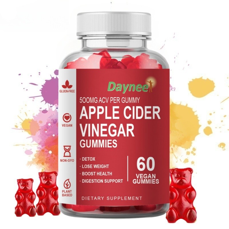 Apple Cider Vinegar Gummies, Support Detoxification and Healthy Metabolism 60pcs Permen Karet Cuka A