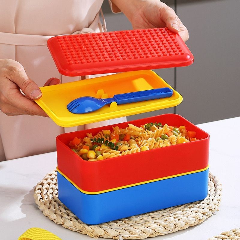 Kotak Bekal Anak LEGO Lunchbox Bento Set Kotak Makan LEGO Set Sendok Garpu