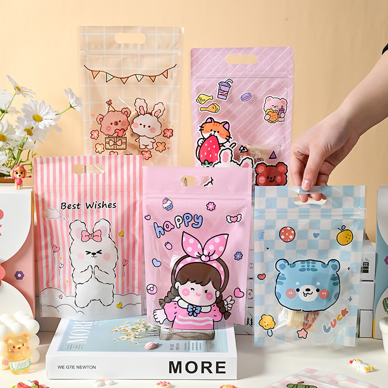 50Pcs Zipper Bag Standing Pouch Kekinian Standing Pouch Zipper Bag Lucu 50pcs Zipper Bag Karakter