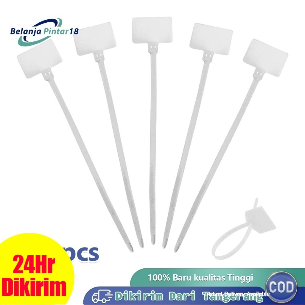 

100pcs Kabel Ties 150mm Label Ties Bendera Cable Ties Kabel Bendera Label Name Tag