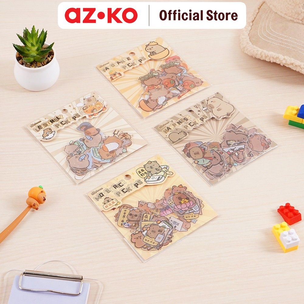 AZKO Ataru Set 50 Pcs Stiker Capybara Cut Out Random Cute Character Stickers Deco Sticker Pack Buku 