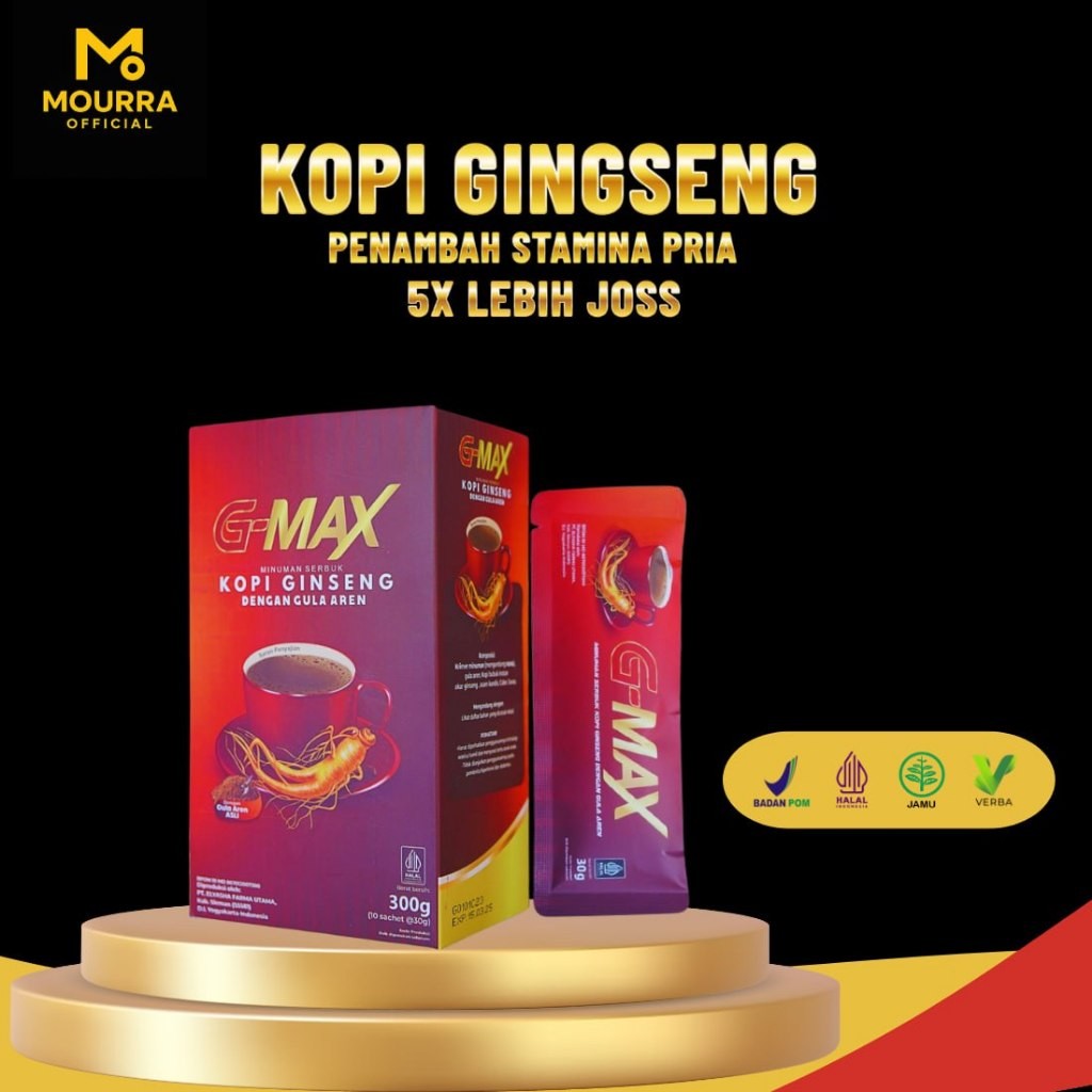 

KOPI G-MAX Minuman Kopi Gingseng 1 Box isi 10 sachet Original BPOM