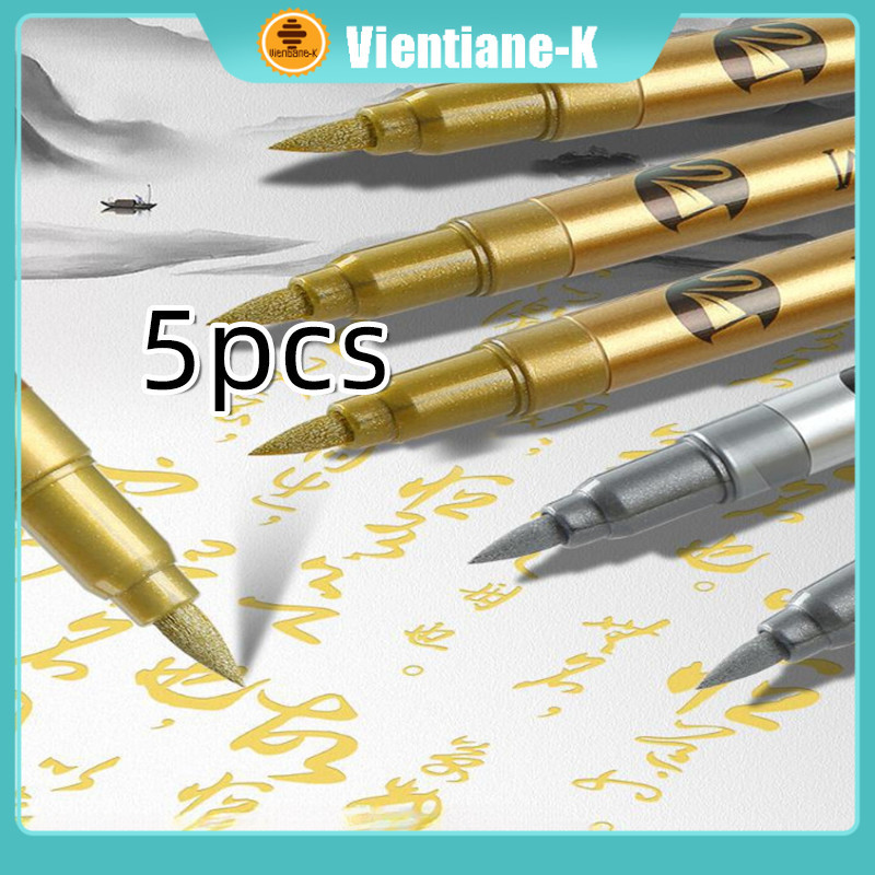 

5Pcs Metalik Pen Tahan Air / Paint Marker Permanent / Spidol Gold Silver
