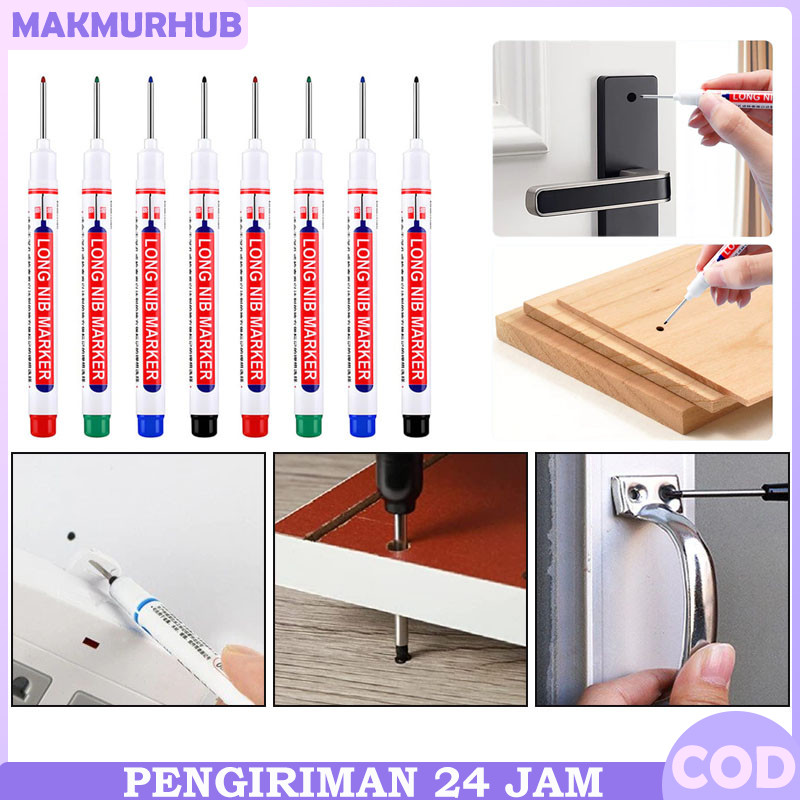 

5PCS Spidol Pertukangan Kepala Panjang/Long Nib Head Marker Waterproof/Tukang Penanda Leisurera