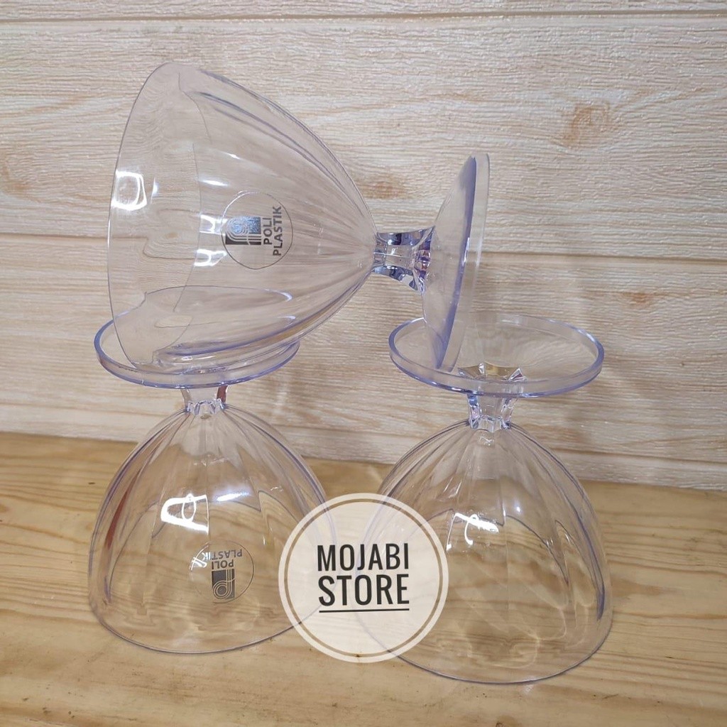 PROMO MURAH HARGA GROSIR 6 PCS GELAS ES TELER/GELAS ES CREAM/GELAS ES BUAH POLI MIKA 450 MILI