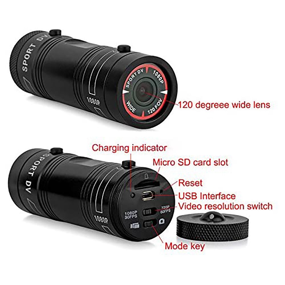 Stylish-F9 Mini Sports Camera 1080P Outdoor Riding Motorcycle Helmet Sports DV Camera Video Waterpro