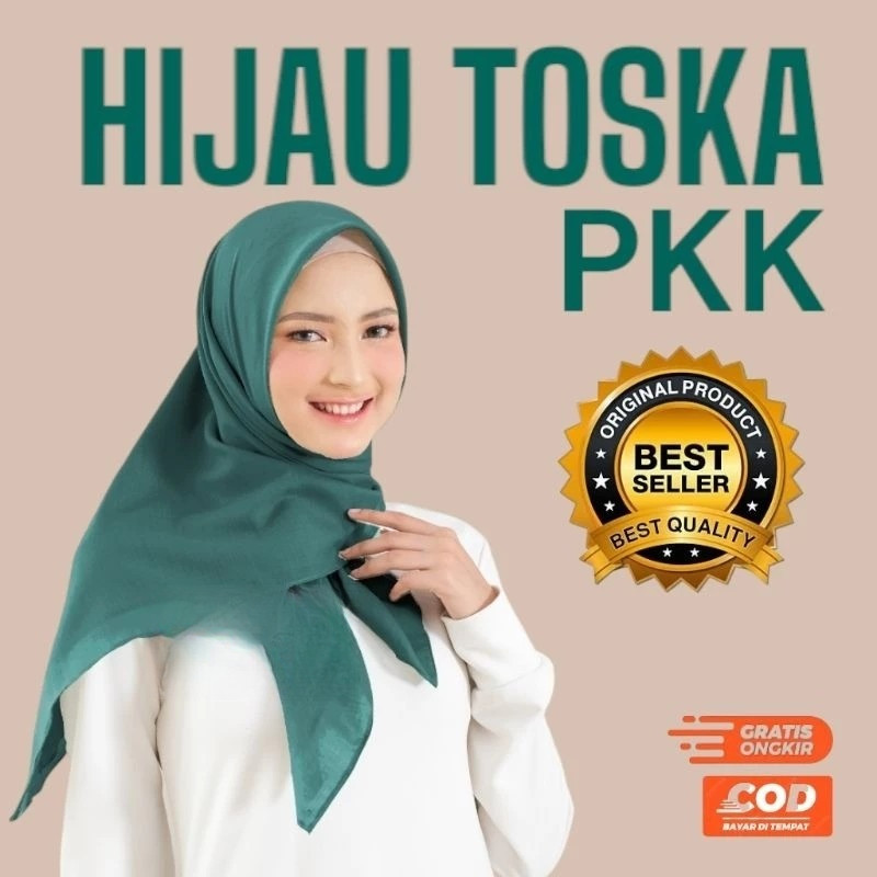 Hijab Segi Empat Bella Square Polos Premium Hijau Tosca PKK