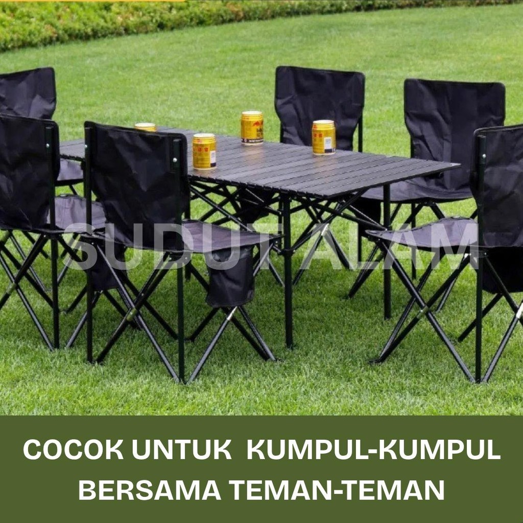 PAKET MEJA DAN KURSI LIPAT CAMPING / KURSI LIPAT KEMAH / KURSI MANCING / KURSI BERKUMPUL KELUARGA / 