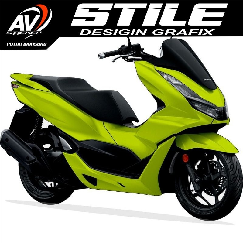 Av decal sticker variasi full body untuk motor Honda PCX 160 polos warna hijau stabilo
