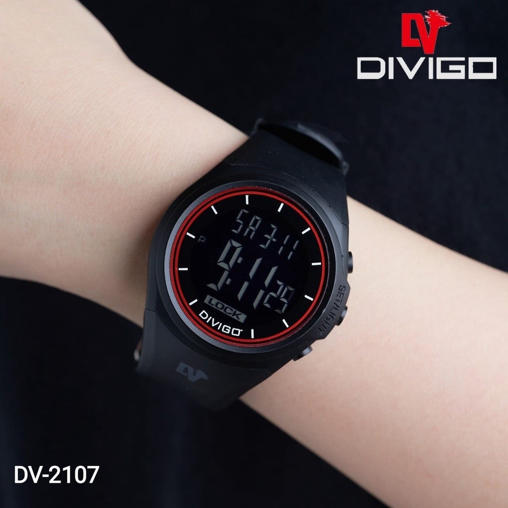 Terlaris Jam Tangan Pria /Wanita DIVIGO DV-2107 ORIGINAL / Jam Tangan Digital LED Original Water Res