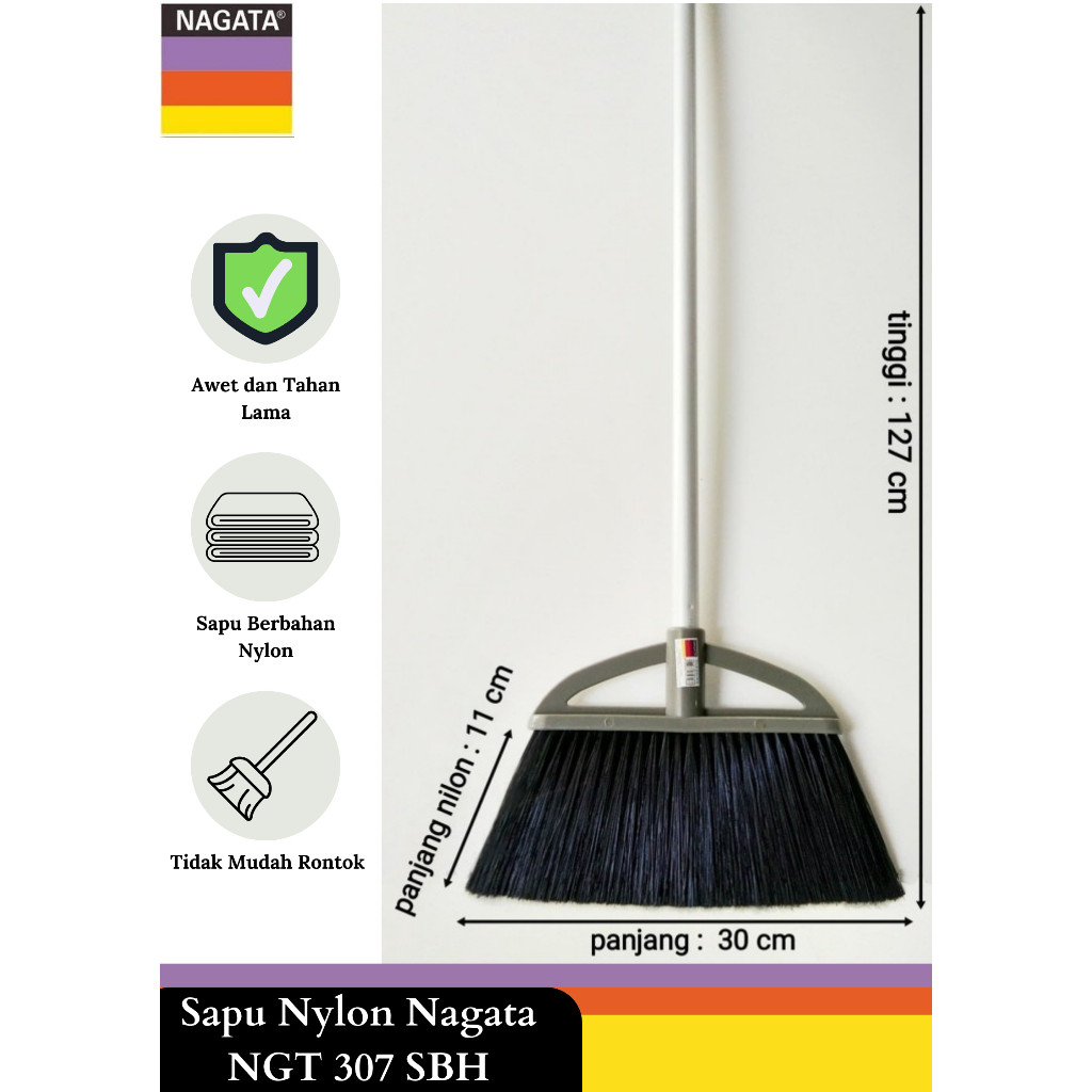 Sapu Nilon Nagata NGT - Sapu Lantai Plastik - Alat Kebersihan Floor Broom Nylon - Sapu Nagata Warna 