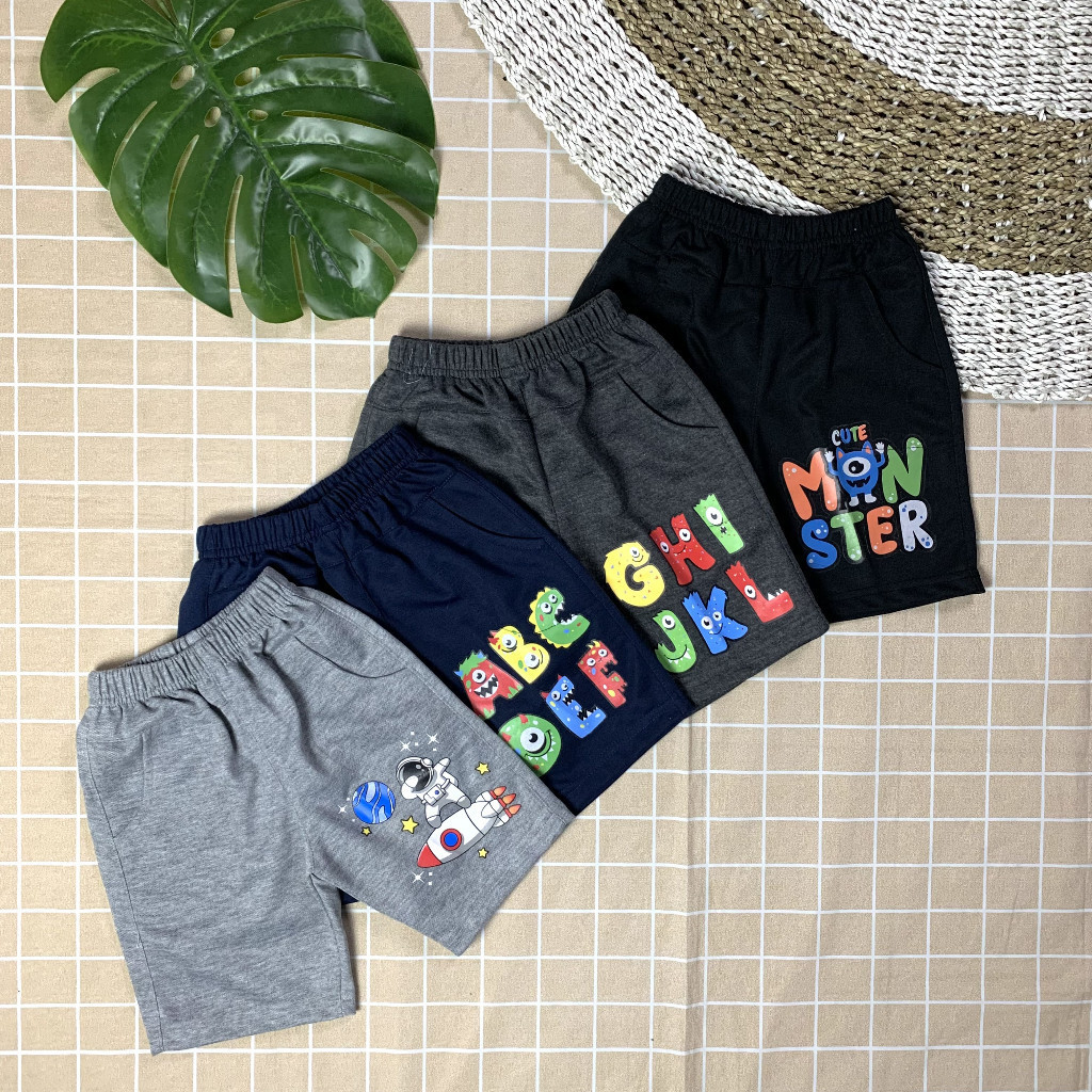COD PAKET 4 PCS Celana Pendek Anak Cowok Laki laki Babyteri Premium Kolor Anak Laki-laki Motif Celan