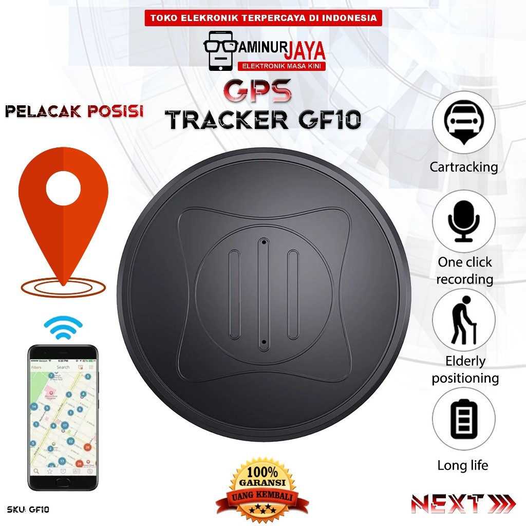 Alat Pelacak GPS Tracker Mini GF10 Pelacakan Pemantau Monitoring Keberadaan Lokasi Dan Rekam Suara J