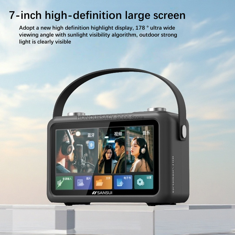 SANSUI F58 LED Screen 7-inch Multimea Bluetooth Speaker with Subtitles Lyrics Smart Karaoke Machine 