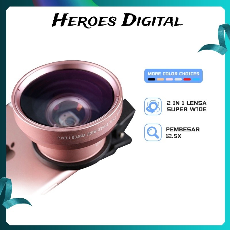 BYN - Lensa Kamera Hp 0.5X Dengan Klip Untuk Handphone 2 In 1 Lensa Super 0.45x Wide Angle Lens Macr