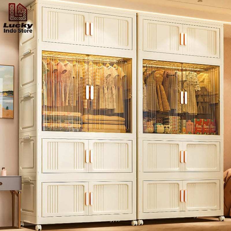 GERUSANBUPLAS 【Ekstra Besar】Lemari Pakaian Lemari Baju Storage Wardrobe Lemari Pakaian Plastik Denga