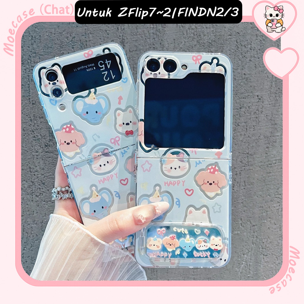 Moecase Eksklusif Unik Casing Lipat Lucu Case Samsung Z Flip 7 /2/3/4/5/6 Dan Untuk Hp OPPO FIND N2 