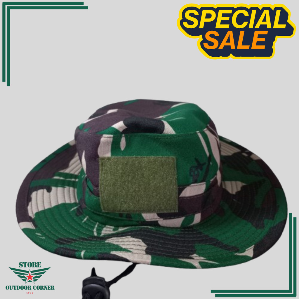 TOPI RIMBA TACTICAL LORENG MALPINAS TNI VELBET CAPS VELCRO OUTDOOR KAWAT