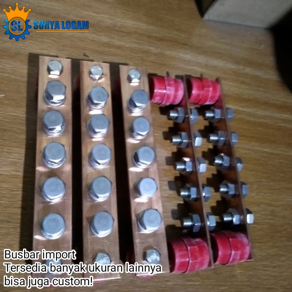 busbar tembaga 10mm x 30mm x 200mm 5baut M8 Busbar custom