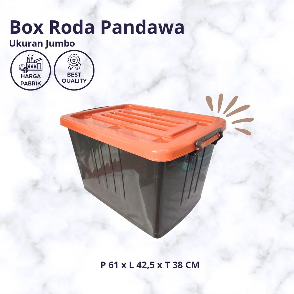 Container Box Roda Pandawa Coklat Jumbo 80 Liter Kotak Penyimpanan Barang - Box Serbaguna